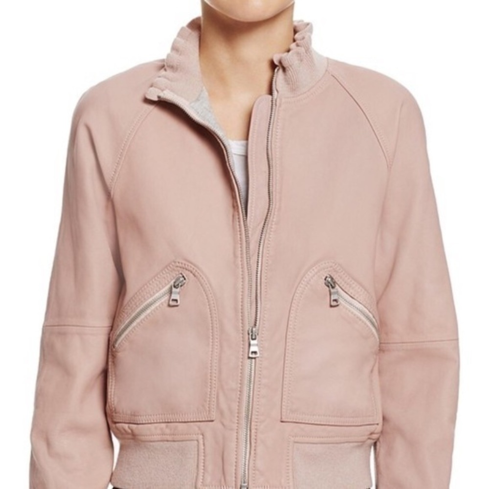 UEC Pink leather bomber jacket Rebecca Taylor 10
